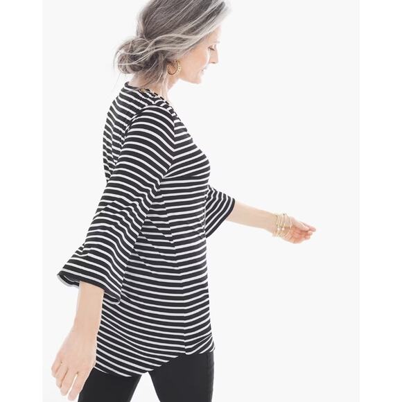 Chico's Striped Necklace Top size 1 - Picture 3 of 4